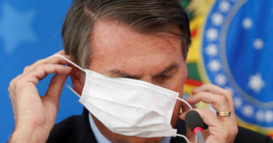 Bolsonaro com máscara no rosto