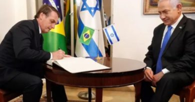 Bolsonaro assinando acordos com Netanyhu em 2019